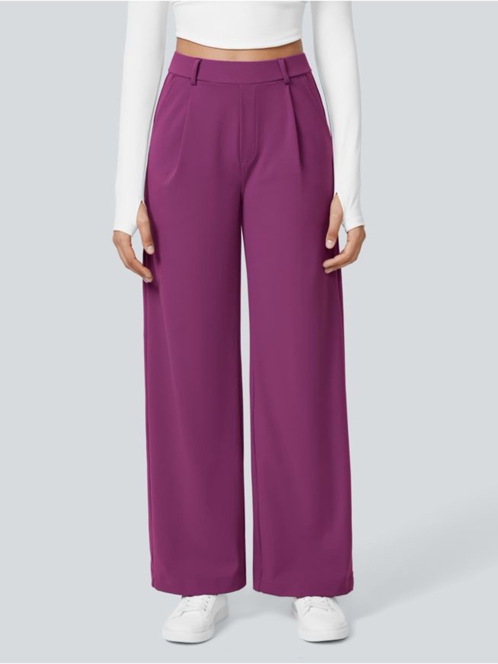 NWT HALARA FLEX DAYSTRETCH HIGH WAISTED POCKET STRAIGHT LEG PANTS / PURPLE / XL